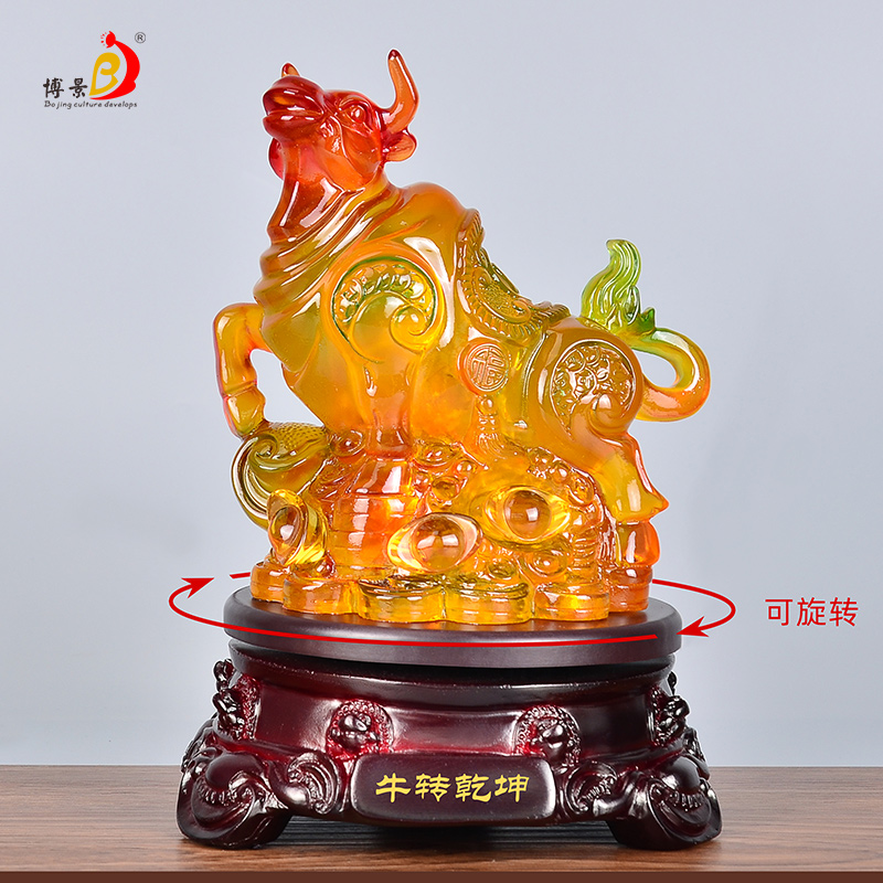 牛转乾坤琉璃摆件